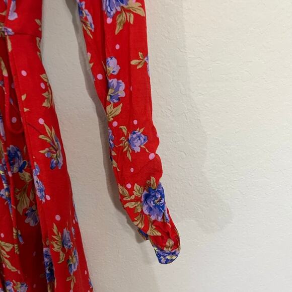 Zara Women's Red Floral Mini Wrap Dress Size S Style 9049/687/600/S - Picture 6 of 12